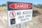 Danger no access deep open shafts sign in Kapunda Copper Mine