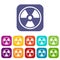 Danger nuclear icons set