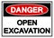 Danger Open Excavation Symbol Sign, Vector Illustration, Isolate On White Background Label. EPS10