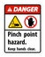 Danger Pinch Point Hazard,Keep Hands Clear Symbol Sign Isolate on White Background,Vector Illustration