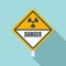 Danger radiation zone sign icon, flat style