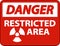 Danger Restricted Area Sign On White Background