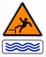 Danger, risk falling in water. Warning sign.