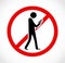 Danger on road sign concept - man with mobile phone walking through crossroad