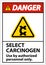 Danger Select Carcinogen Label On White Background