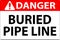 Danger Sign Buried Pipe Line On White Background