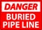 Danger Sign Buried Pipe Line On White Background