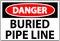 Danger Sign Buried Pipe Line On White Background