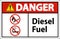 Danger Sign diesel fuel on white background