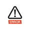 Danger sign icon with text error with glitched effect vector illustration. Isolated warning logo on white background