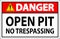 Danger Sign Open Pit - No Trespassing