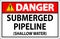 Danger Sign Submerged Pipeline (Shallow Water