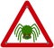 Danger sign with very scary green spider