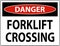 Danger Slow Forklift Crossing Sign On White Background