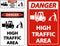 Danger Slow High Traffic Area Sign On White Background