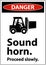 Danger Sound Horn Proceed Slowly Sign On White Background