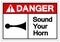 Danger Sound Your Horn Symbol Sign, Vector Illustration, Isolated On White Background Label .EPS10