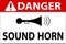 Danger Sound Your Horn Symbol Sign On White Background