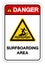 Danger Surfboarding Area Symbol Sign, Vector Illustration, Isolate On White Background Label. EPS10