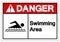 Danger Swimming Area Symbol Sign, Vector Illustration, Isolated On White Background Label .EPS10