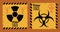 Danger virus poster with biohazard and nuclear symbols