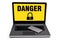 Danger vulnerable Sign lock with laptop and smart