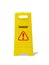 `DANGER` warning sign and symbol on yellow cardboard.