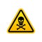 Danger warning yellow sign, skull and crossbones vector illustration isolated on white