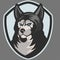 Danger wolves mascot e-sport logo design isolated on grey background. Werewolf monster mascot vector illustration logo.