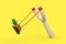 Danger Wooden Slingshot Toy Weapon with Fresh Ripe Tropical Healthy Nutrition Pineapple Fruit. 3d Rendering