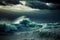 dangerous approaching storm over sea or ocean broken water , made with generative ai