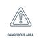 Dangerous Area line icon. Thin style element from construction tools icons collection. Outline Dangerous Area icon for computer