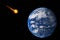 Dangerous asteroid approaching planet Earth, total disaster and life extinction