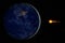 Dangerous asteroid approaching planet Earth, total disaster and life extinction