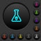 Dangerous chemical experiment dark push buttons with color icons