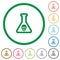 Dangerous chemical experiment flat icons with outlines