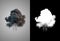 Dangerous cloud 3d rendering of black smoke after an explosion with alpha channel