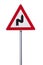 Dangerous curve Traffic sign isolated