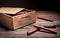 Dangerous dynamite sticks on wooden a box