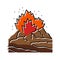 dangerous exploding volcano color icon vector illustration