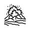dangerous exploding volcano line icon vector illustration