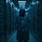 dangerous hacker steal data in a server room - web security concept
