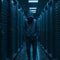 dangerous hacker steal data in a server room - web security concept