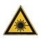 Dangerous laser radiation. Yellow triangle.