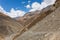 Dangerous loose rock pathways on sides of Himalayas