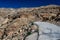 Dangerous mountain road over the abyss. Wadi  Bin Hammad, Moab Plateau, Jordan