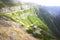 Dangerous mountains in Madeira. Landscape with green scenery