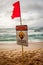 Dangerous shore break sign at Sunset Beach