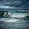 Dangerous stormy weather - big ocean waves