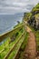 Dangerous track over the cliffs in Faroe Islands